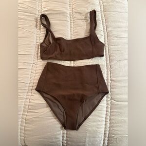 Elce High waisted Brown Textured bikini bottom